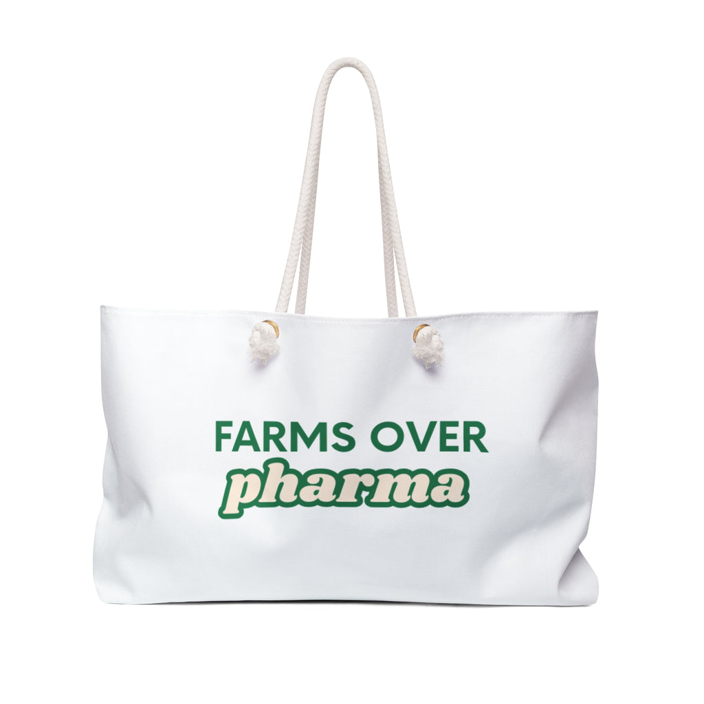 Weekender Bag — "Farms Over Pharma" / "Healing From the Earth Not the Lab" Eco Wellness Travel Tote