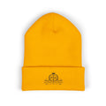 Embroidered Classic Cuffed Beanie — Vintage Crest Logo Knit Hat