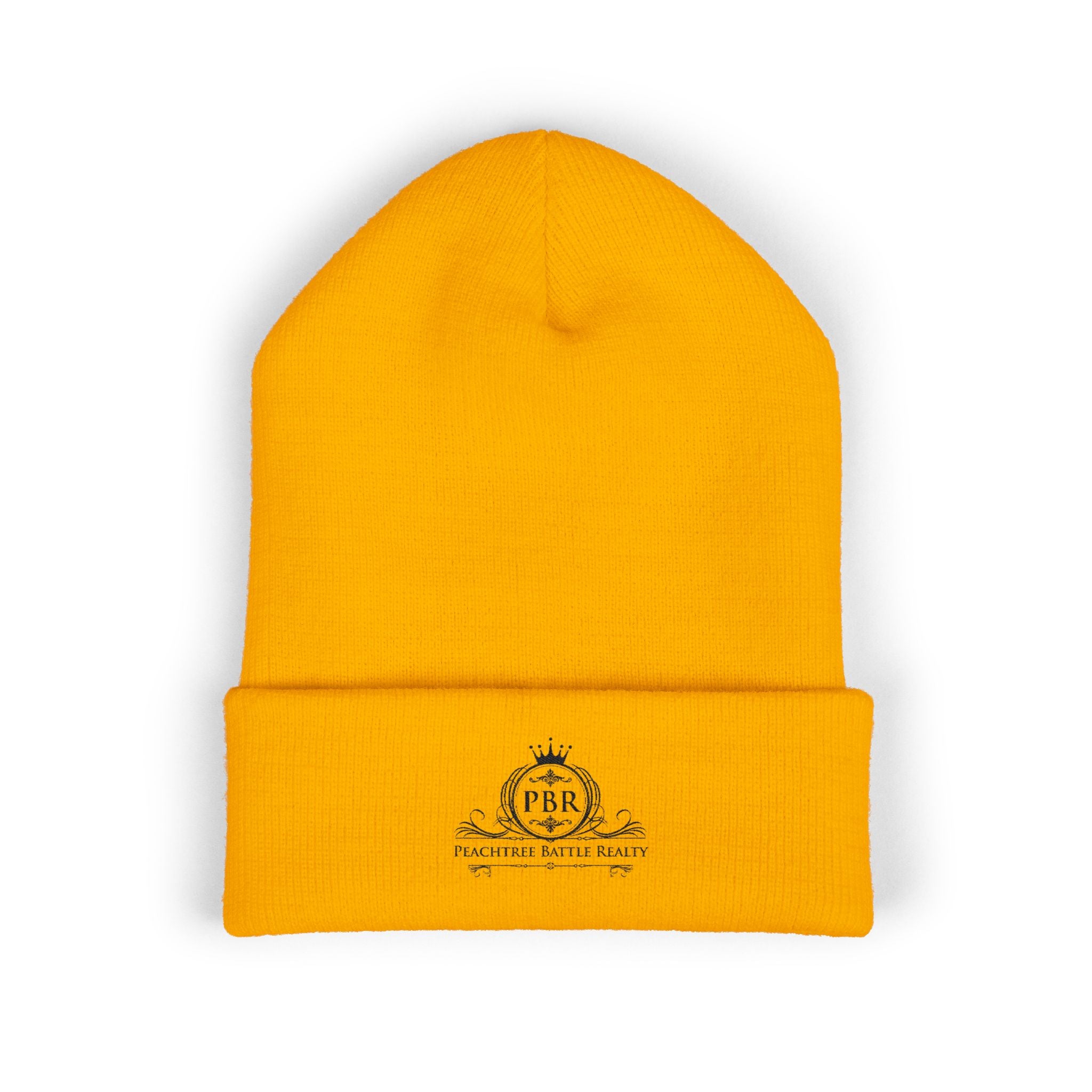 Embroidered Classic Cuffed Beanie — Vintage Crest Logo Knit Hat
