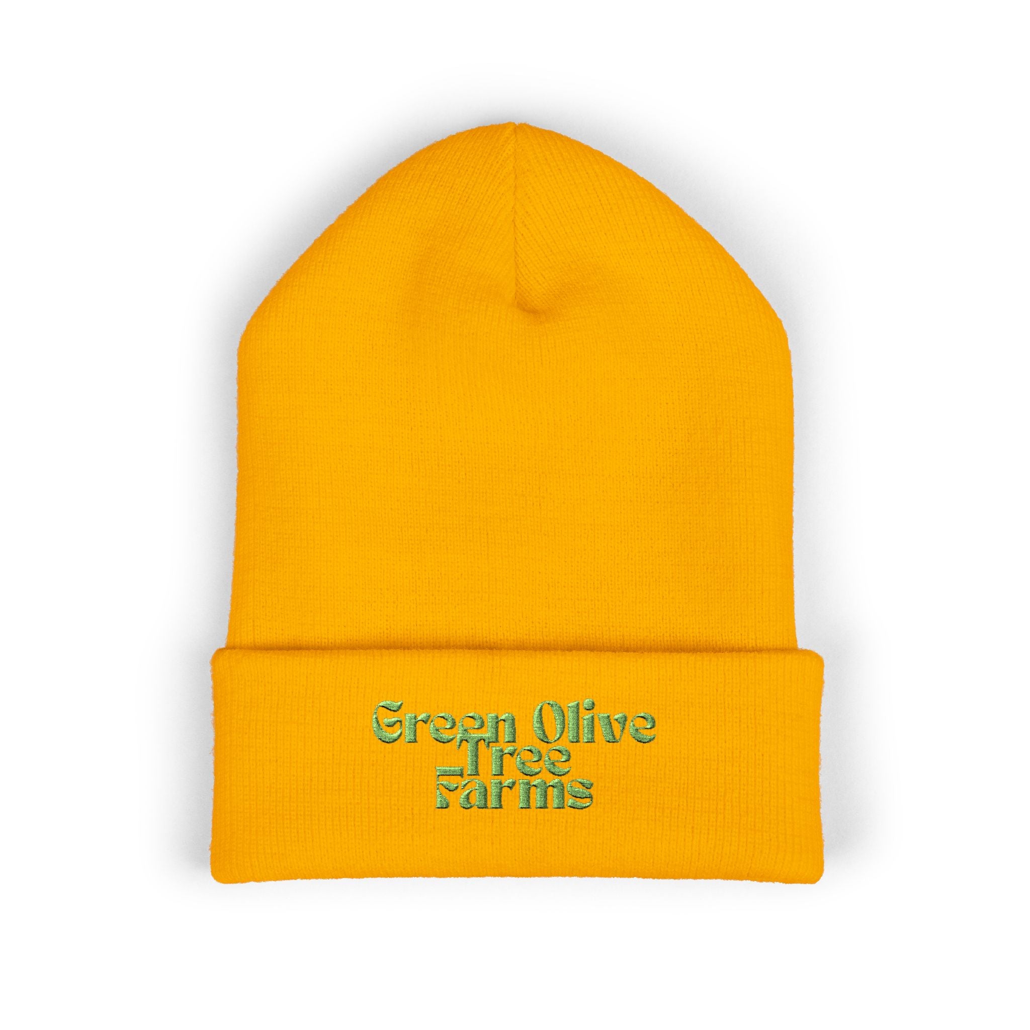 Embroidered 'Green Olive Tree Farms' Cuffed Beanie