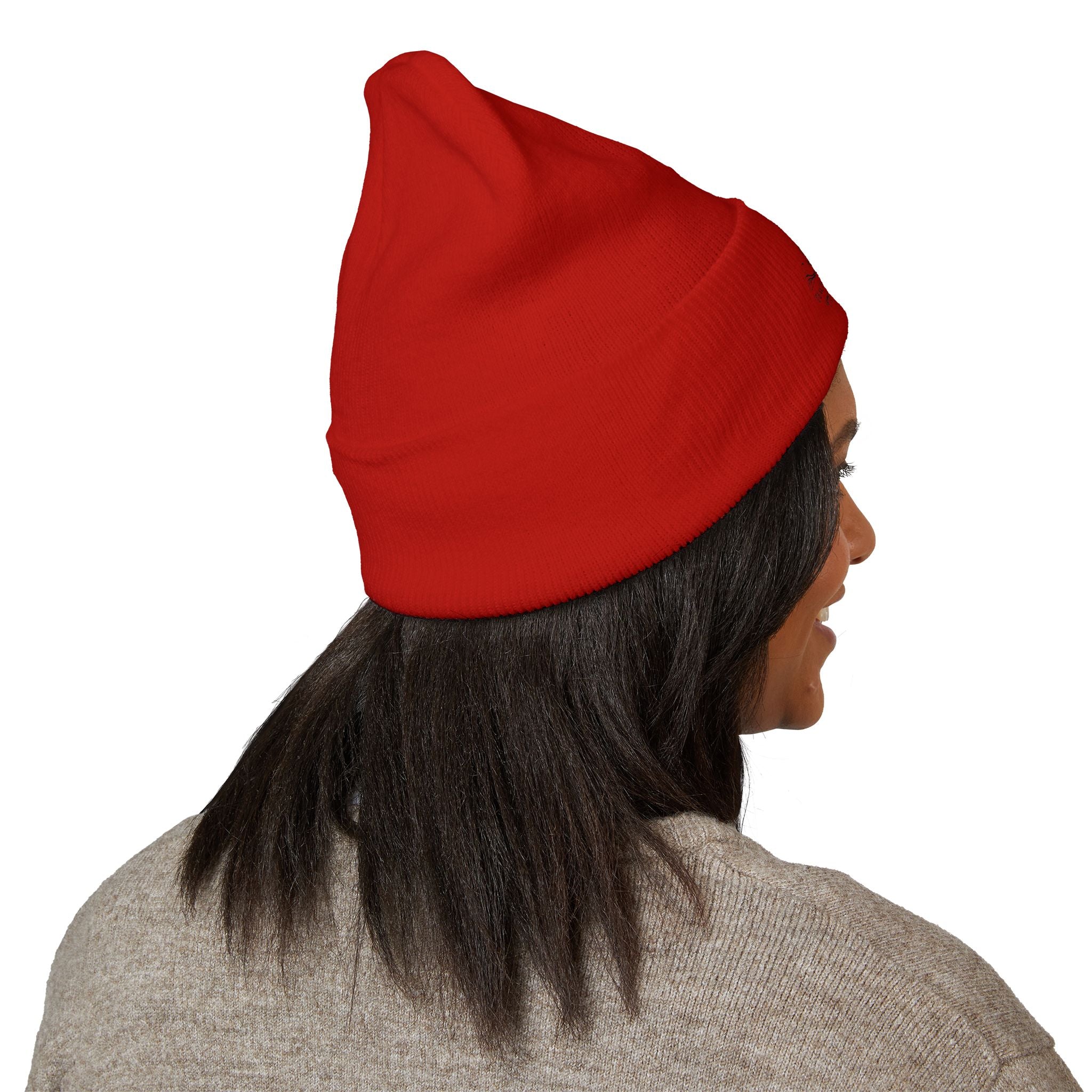 Embroidered Classic Cuffed Beanie — Vintage Crest Logo Knit Hat