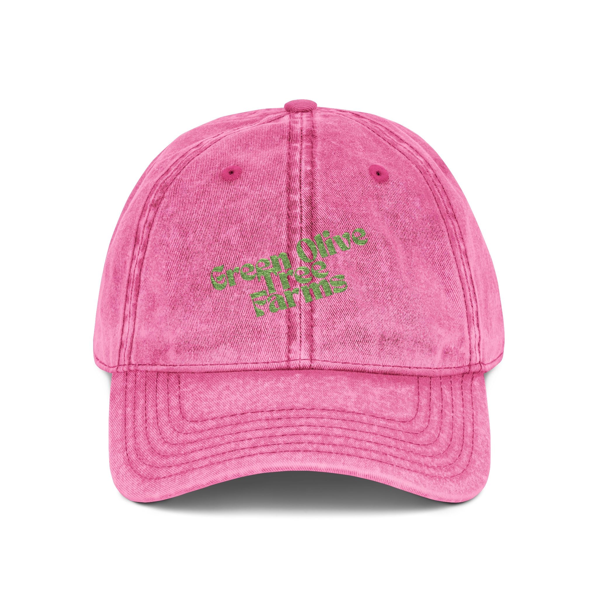 Vintage Embroidered Cap — 'Green Vibes' Distressed Hat