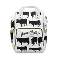 Diaper Backpack — Black Cow Silhouette Print Multifunctional Nursery Bag