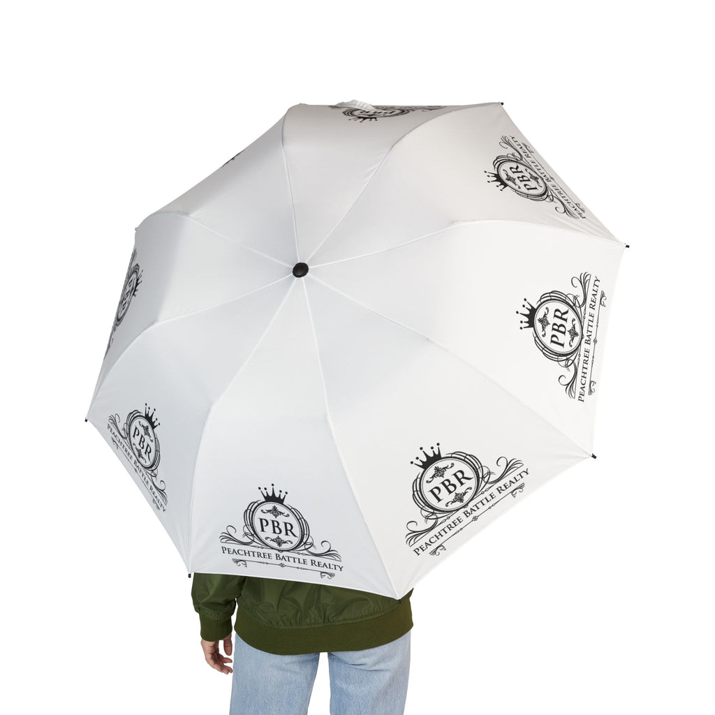 Foldable Semi-Automatic Umbrella — Compact Rain Shield with Classic Crest Logo