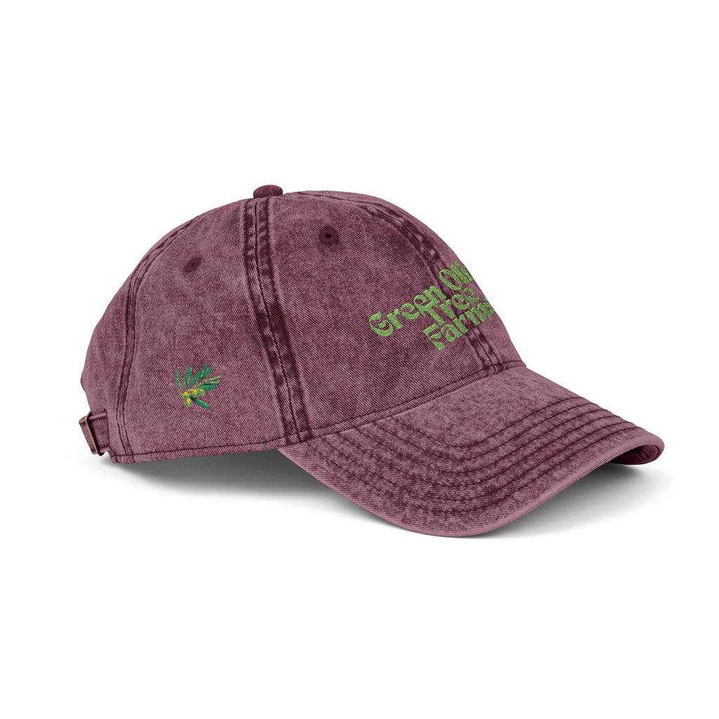 Vintage Embroidered Cap — 'Green Vibes' Distressed Hat