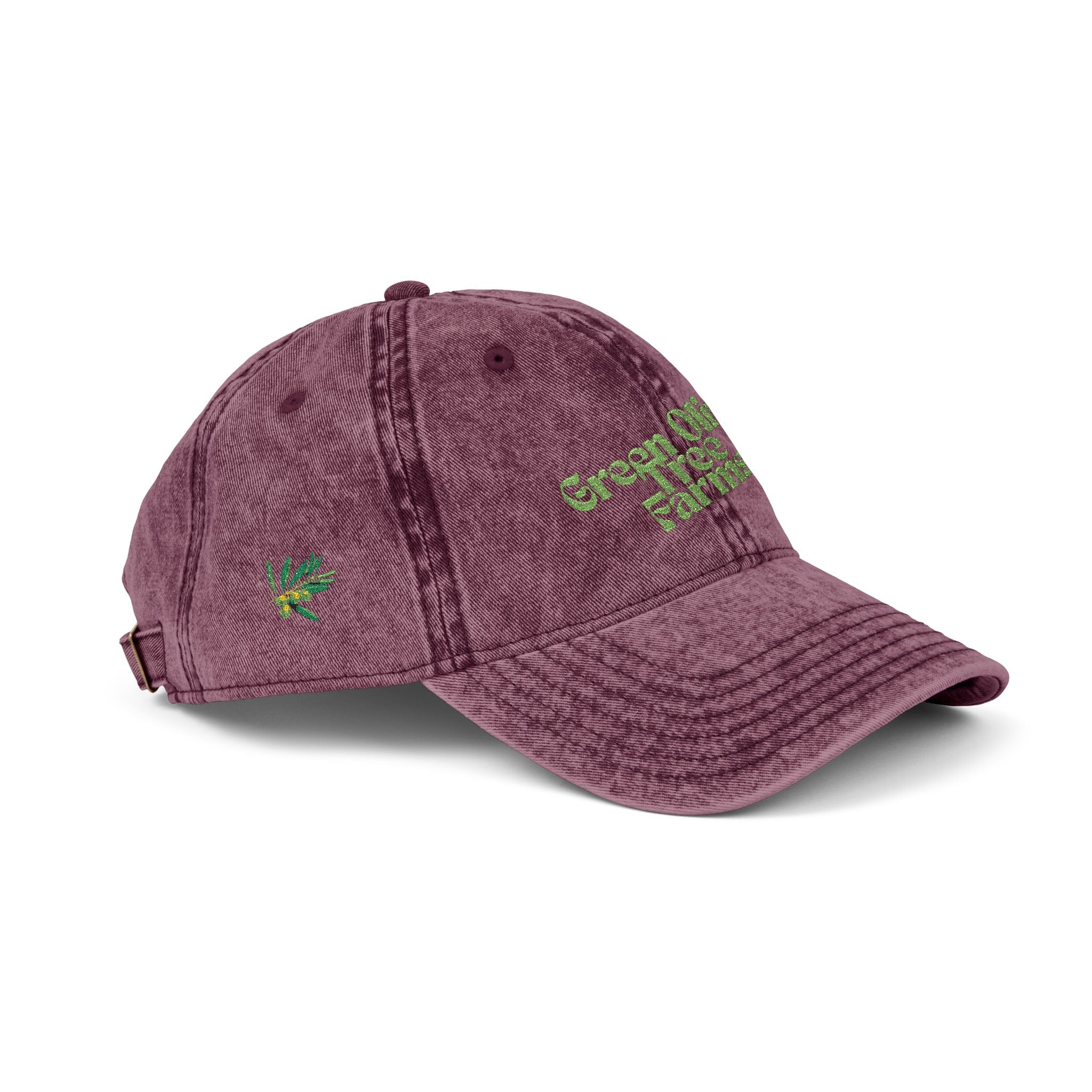 Vintage Embroidered Cap — 'Green Vibes' Distressed Hat