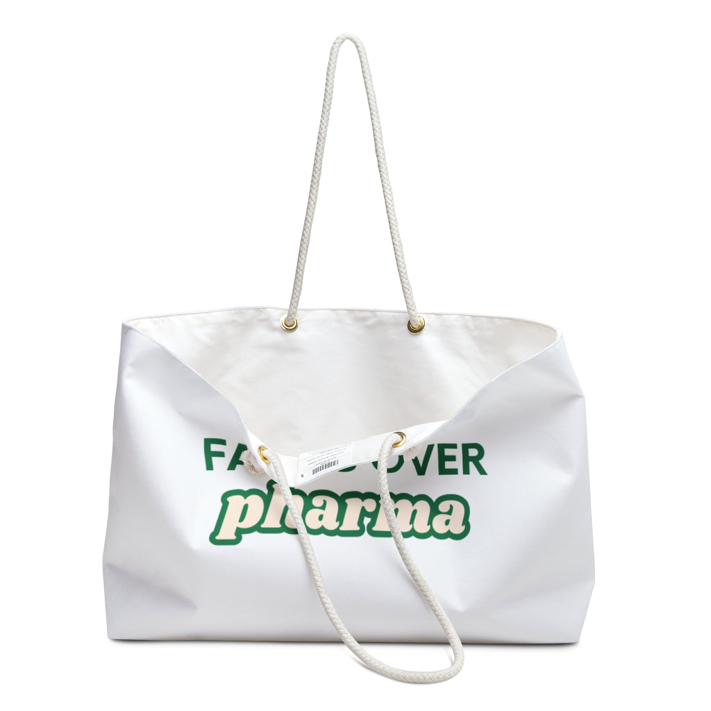 Weekender Bag — "Farms Over Pharma" / "Healing From the Earth Not the Lab" Eco Wellness Travel Tote