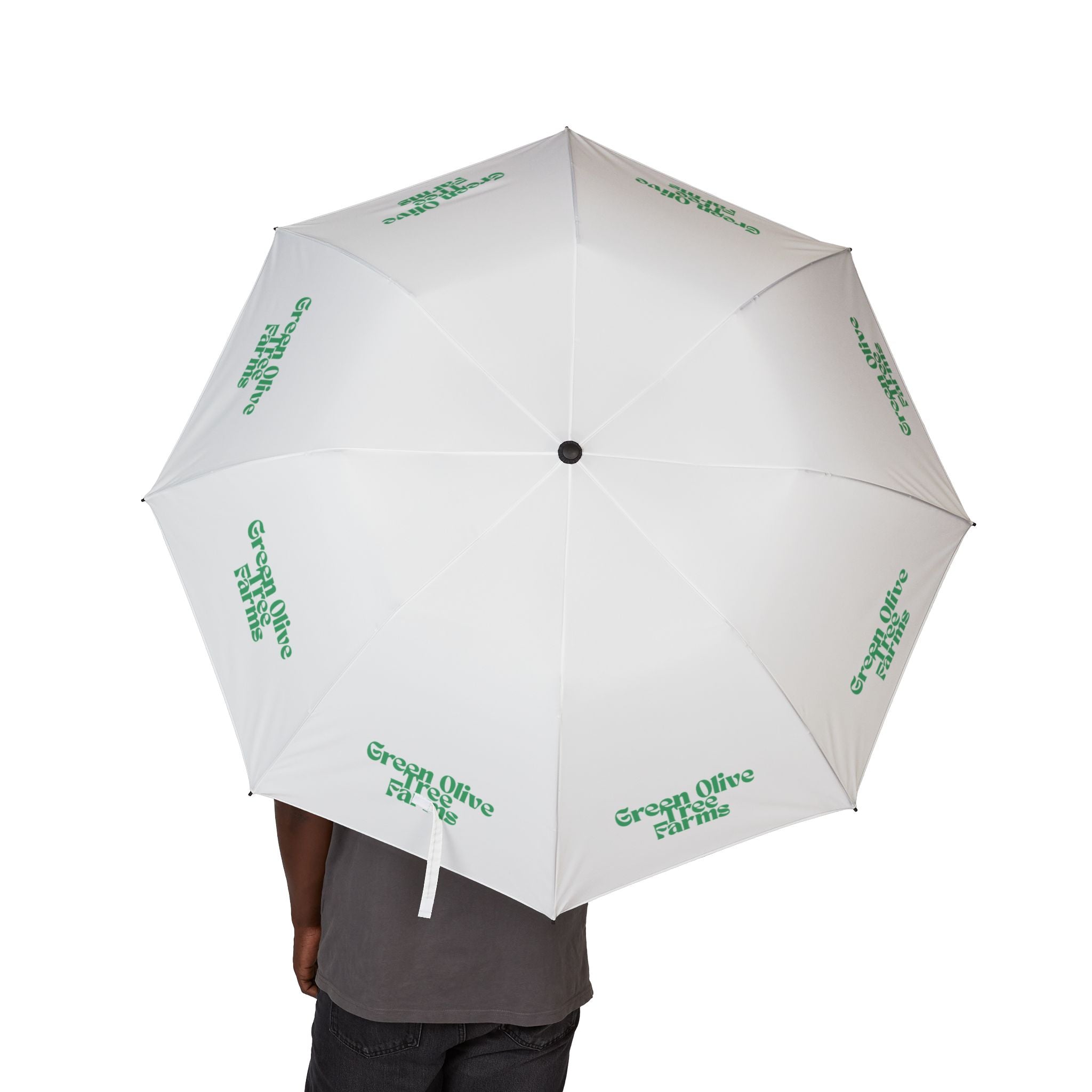 Foldable Umbrella — Semi‑Automatic Compact Rain Umbrella with Green Olive Farm Logo