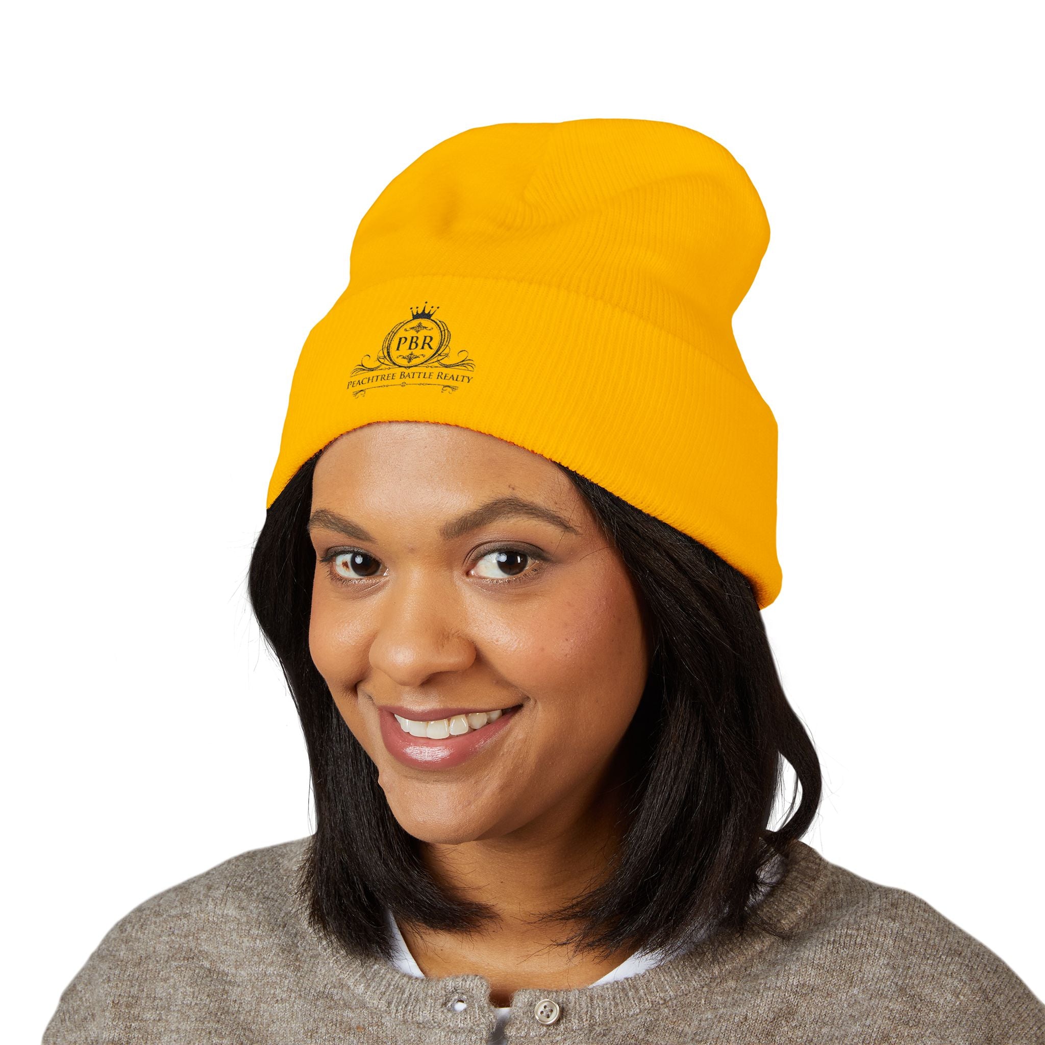 Embroidered Classic Cuffed Beanie — Vintage Crest Logo Knit Hat