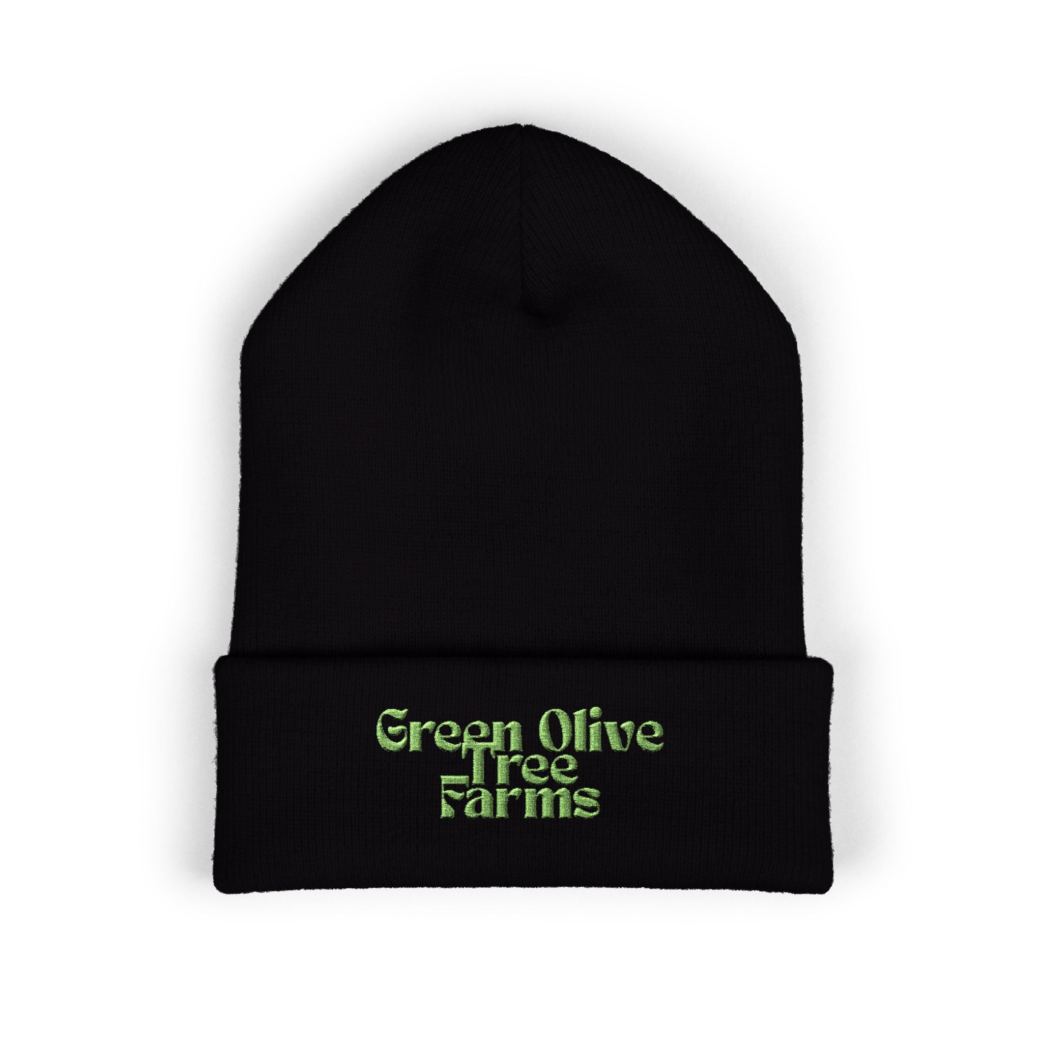 Embroidered 'Green Olive Tree Farms' Cuffed Beanie