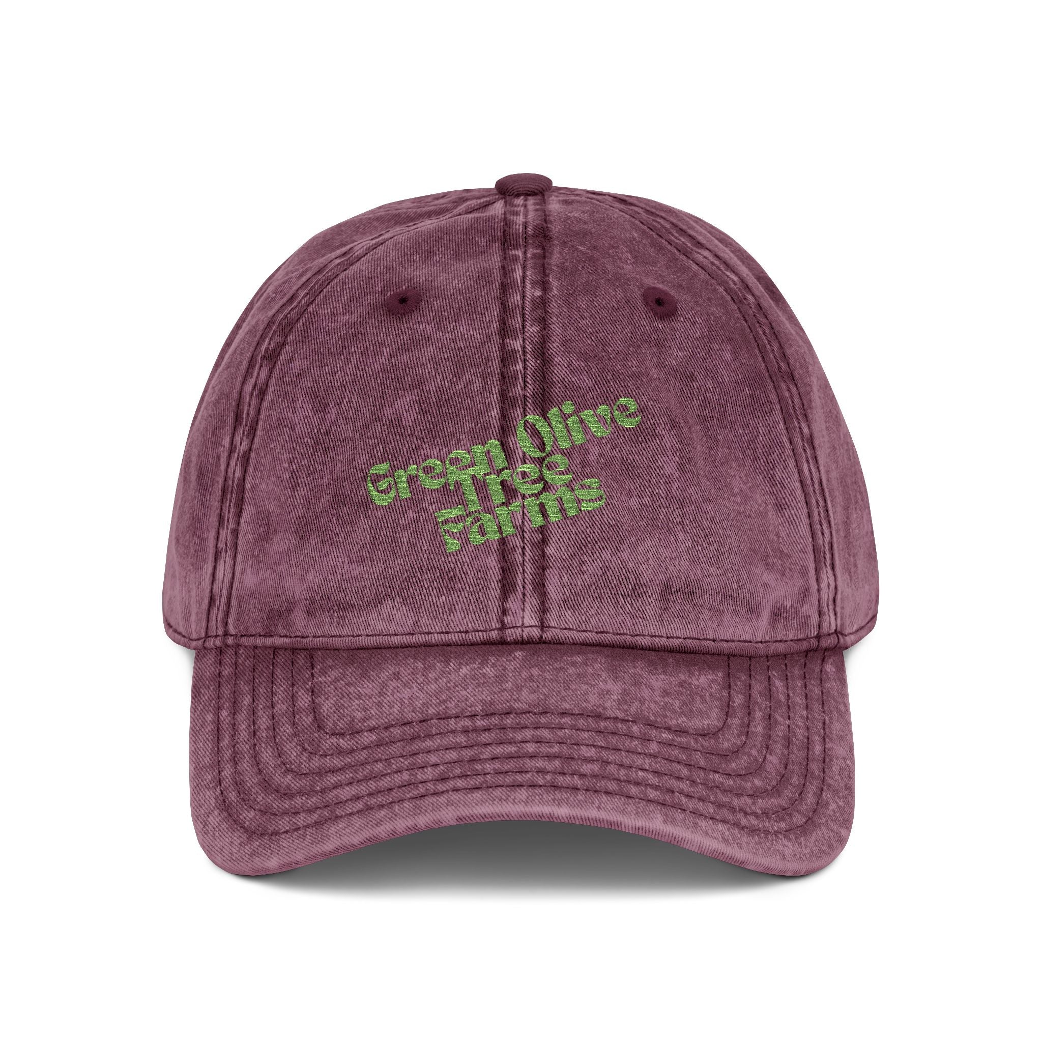 Vintage Embroidered Cap — 'Green Vibes' Distressed Hat