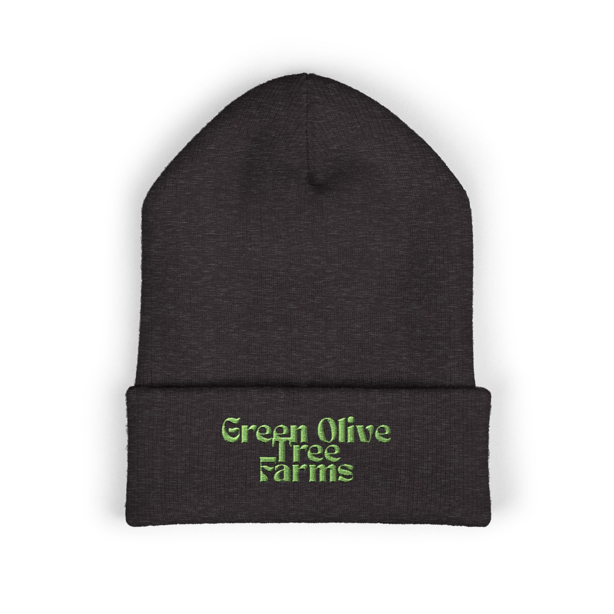 Embroidered 'Green Olive Tree Farms' Cuffed Beanie