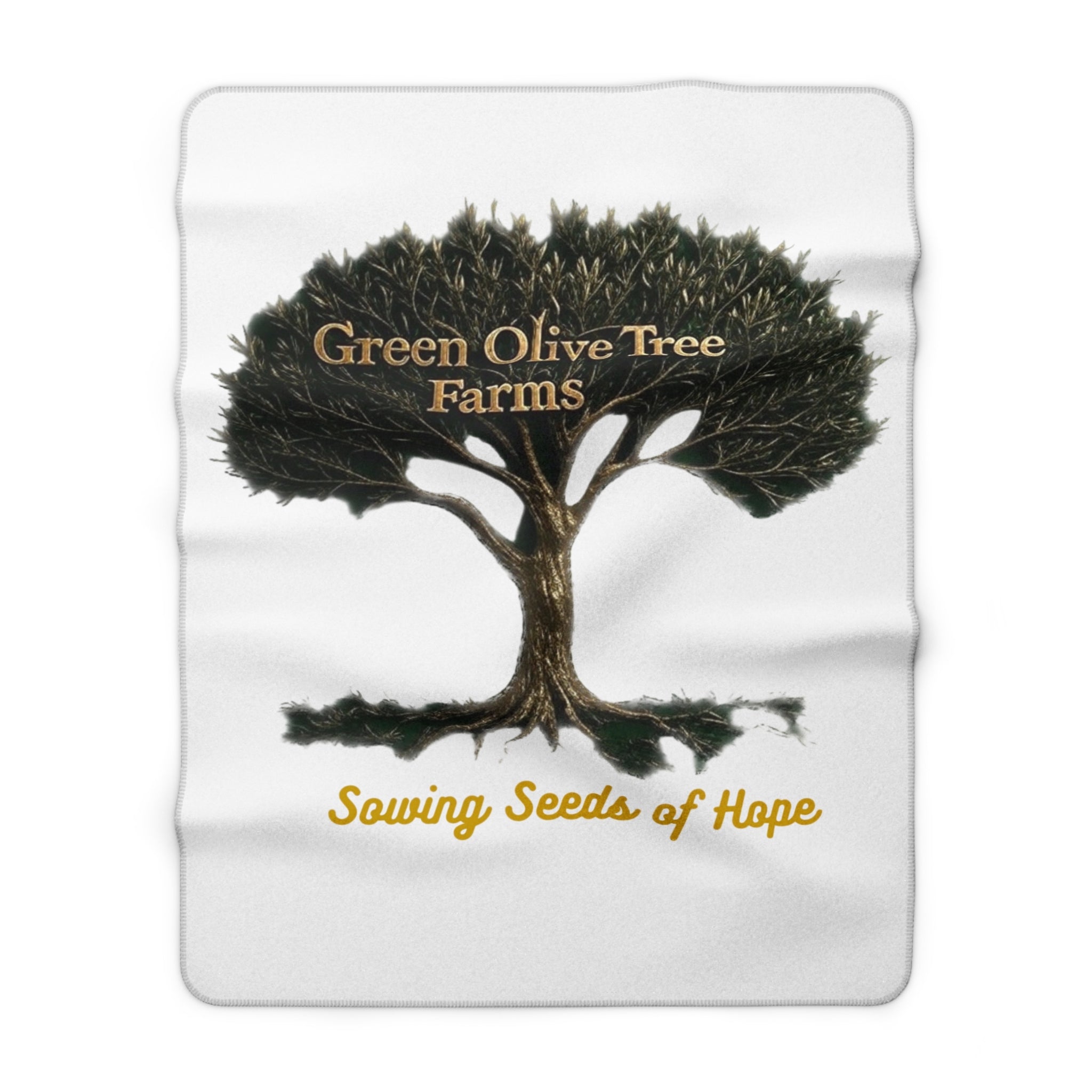 Sherpa Fleece Blanket — Green Olive Tree Farms “Sowing Seeds of Hope” Cozy Throw
