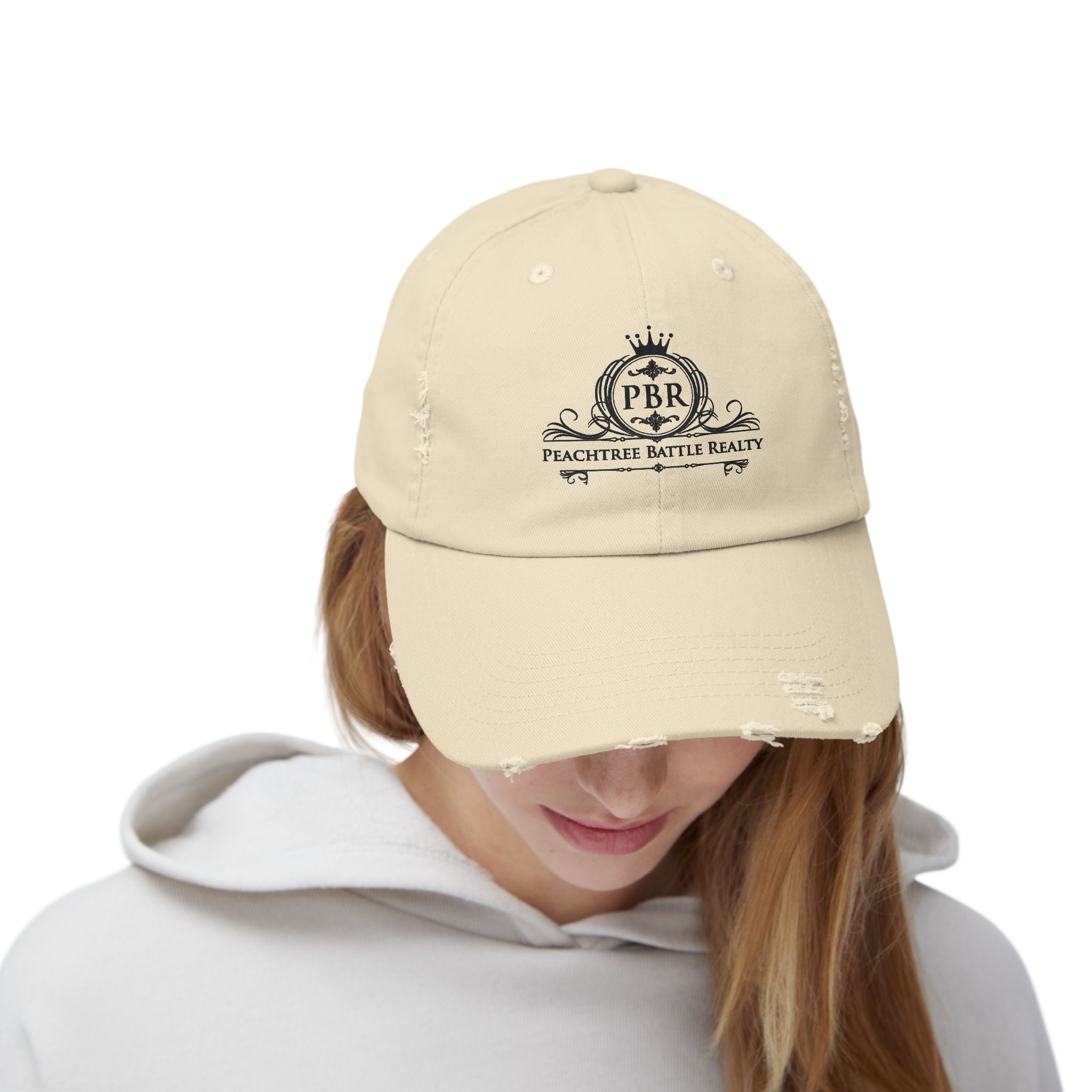 Distressed Baseball Cap — Peachtree Battle Realty (PBR) Logo Patch