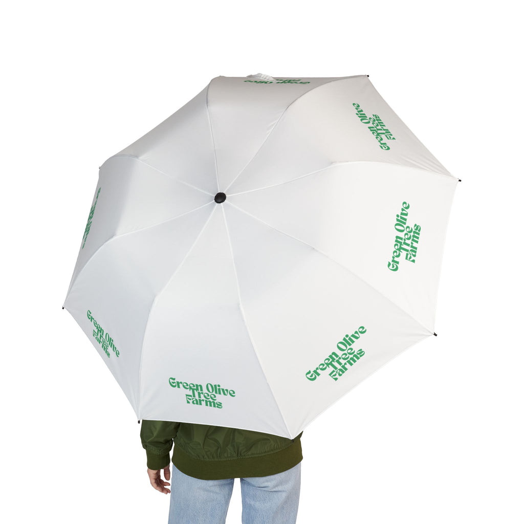 Foldable Umbrella — Semi‑Automatic Compact Rain Umbrella with Green Olive Farm Logo