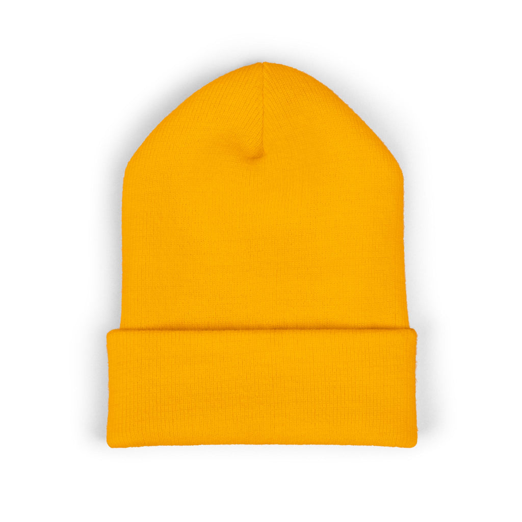 Embroidered Classic Cuffed Beanie — Vintage Crest Logo Knit Hat