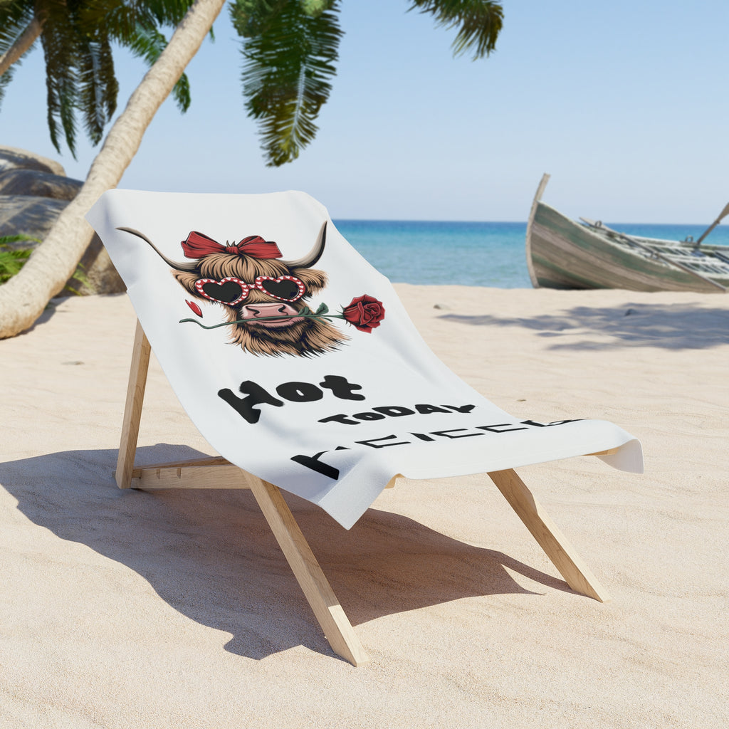 Beach Towel — “Not Today Heifer” Funny Cow Design Beach Towel
