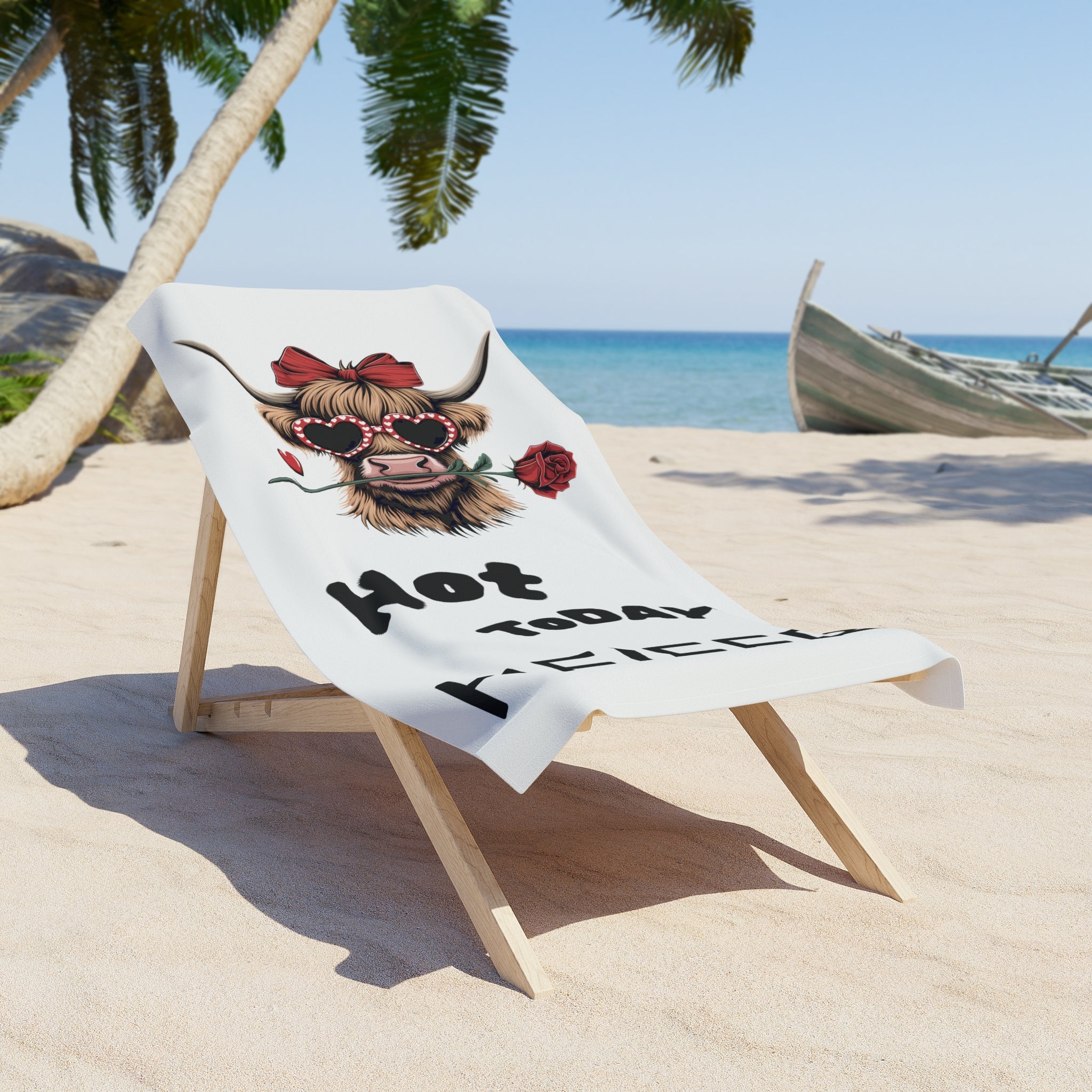 Beach Towel — “Not Today Heifer” Funny Cow Design Beach Towel