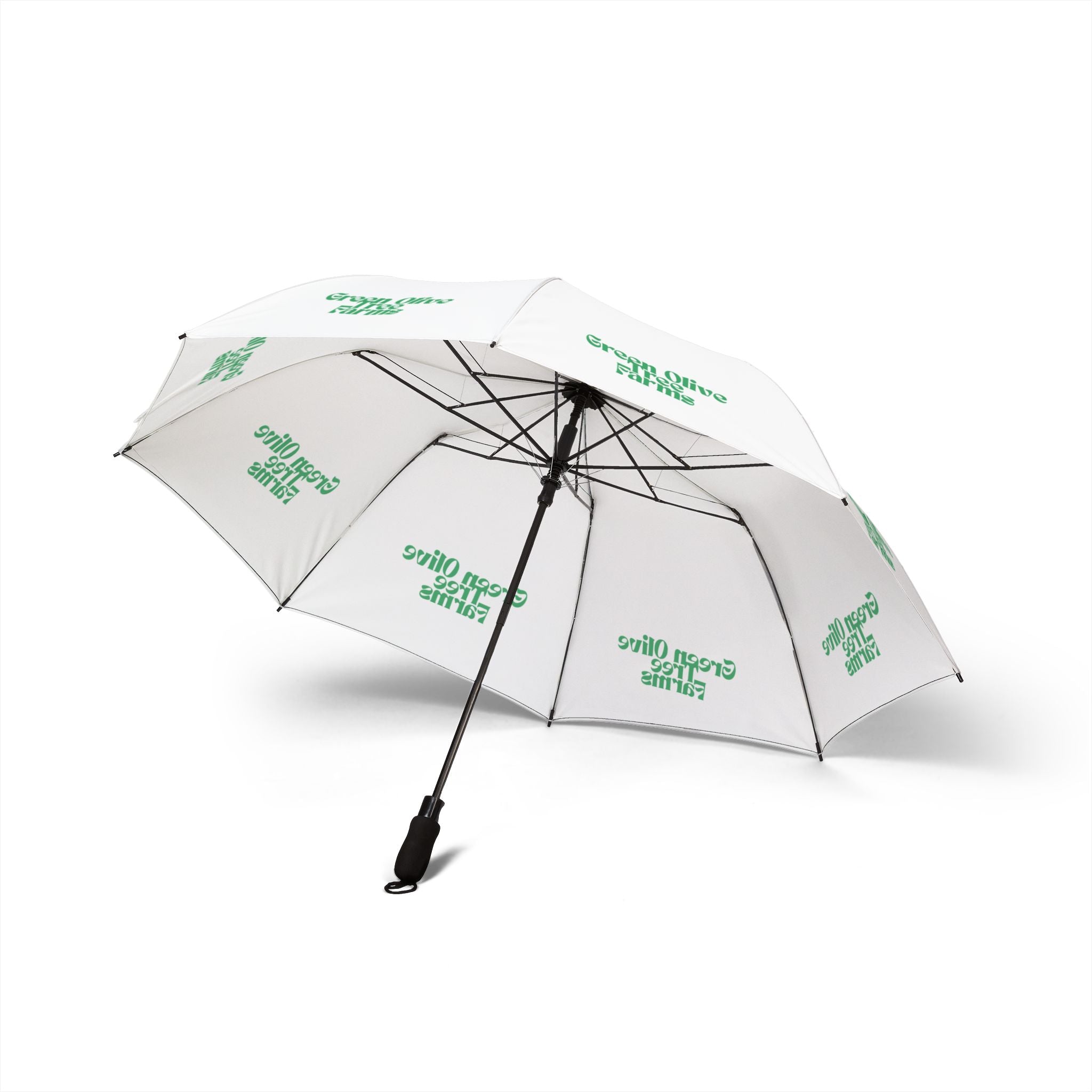 Foldable Umbrella — Semi‑Automatic Compact Rain Umbrella with Green Olive Farm Logo