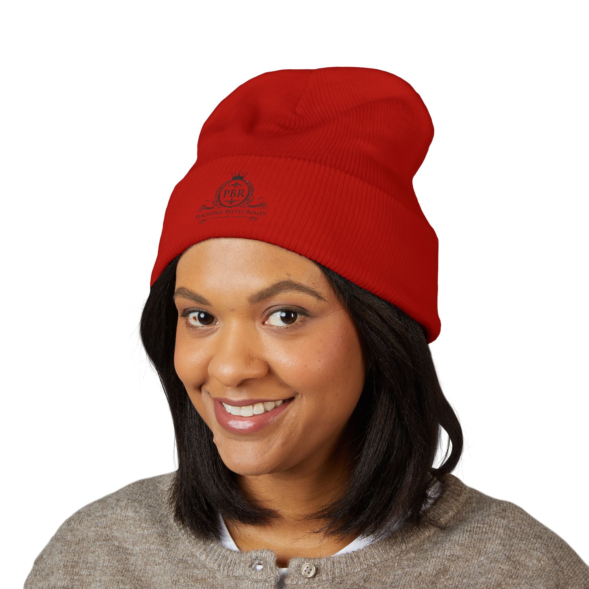 Embroidered Classic Cuffed Beanie — Vintage Crest Logo Knit Hat