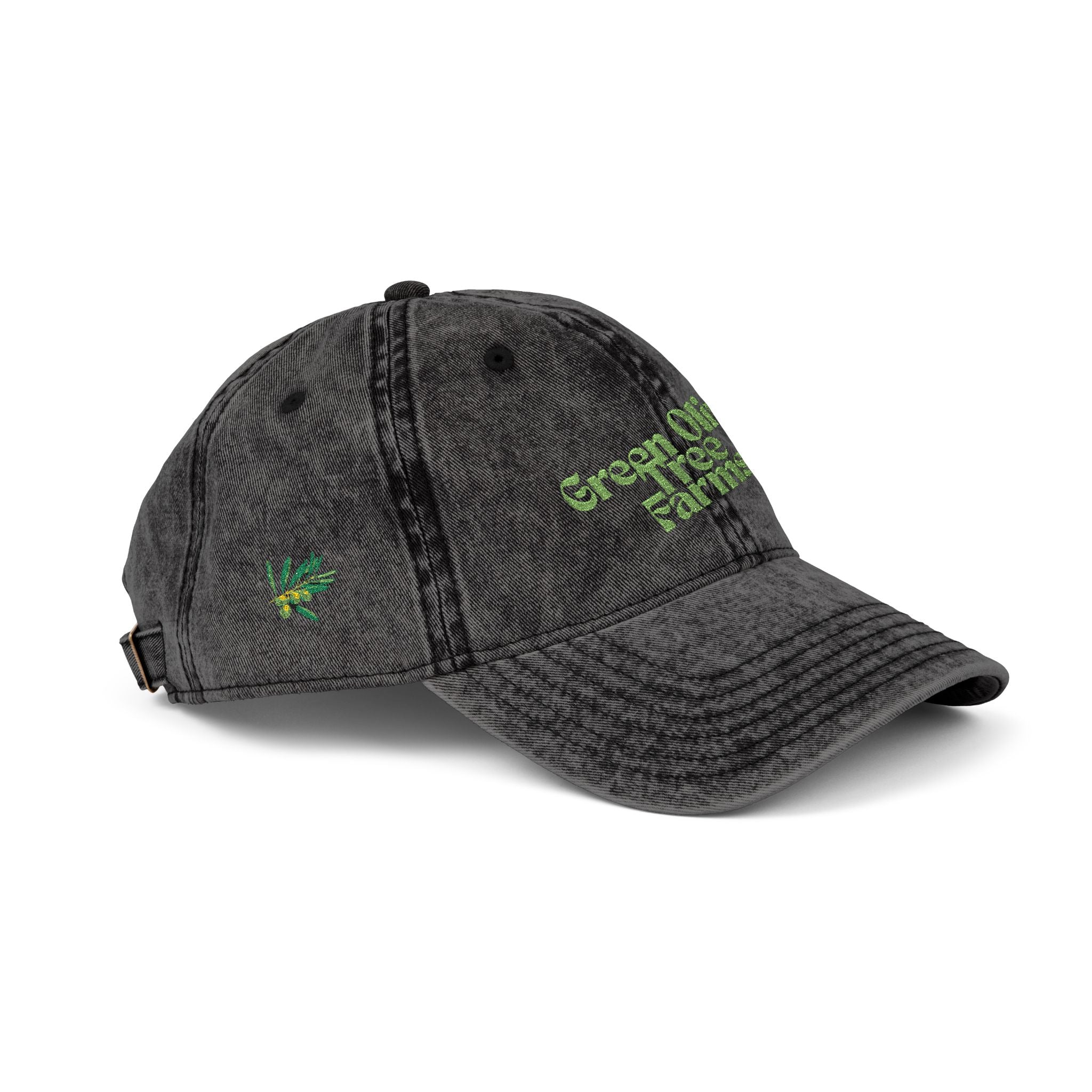 Vintage Embroidered Cap — 'Green Vibes' Distressed Hat