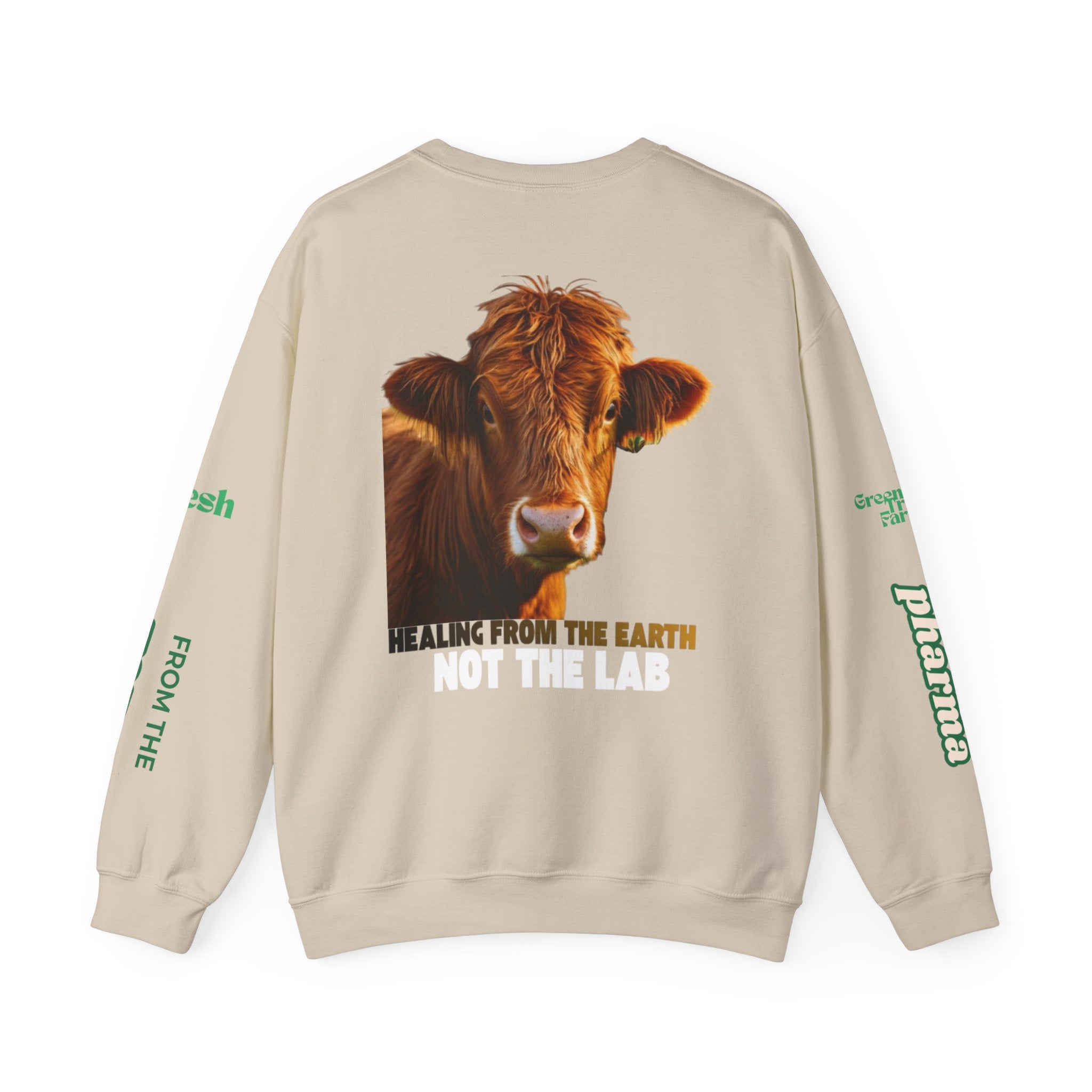 Farmhouse Olive Tree & Cow Crewneck Sweatshirt — "Green Olive Tree Farms: Sowing Seeds of Hope"
