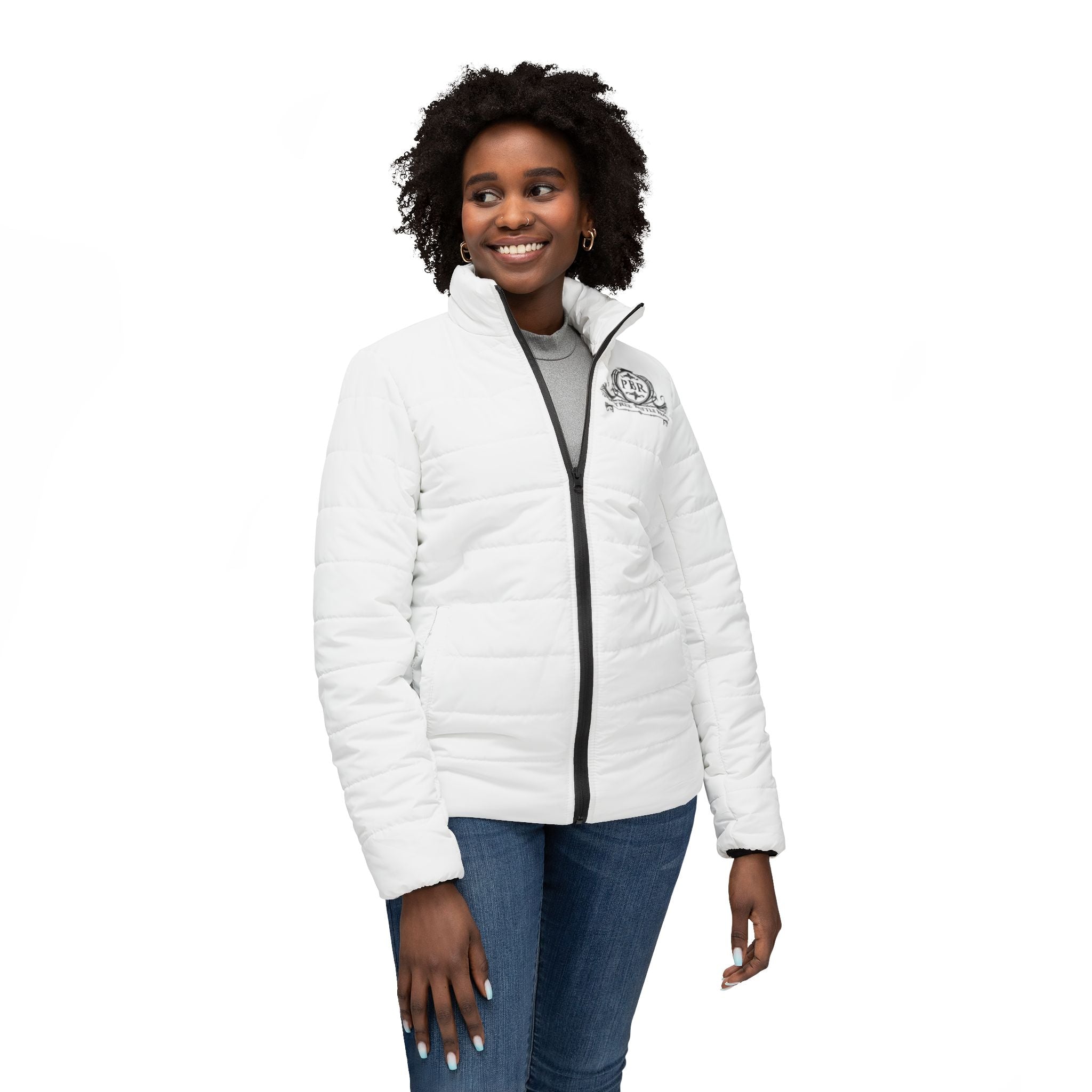 Women's Puffer Jacket — Classic Crest Logo Lightweight Quilted Coat