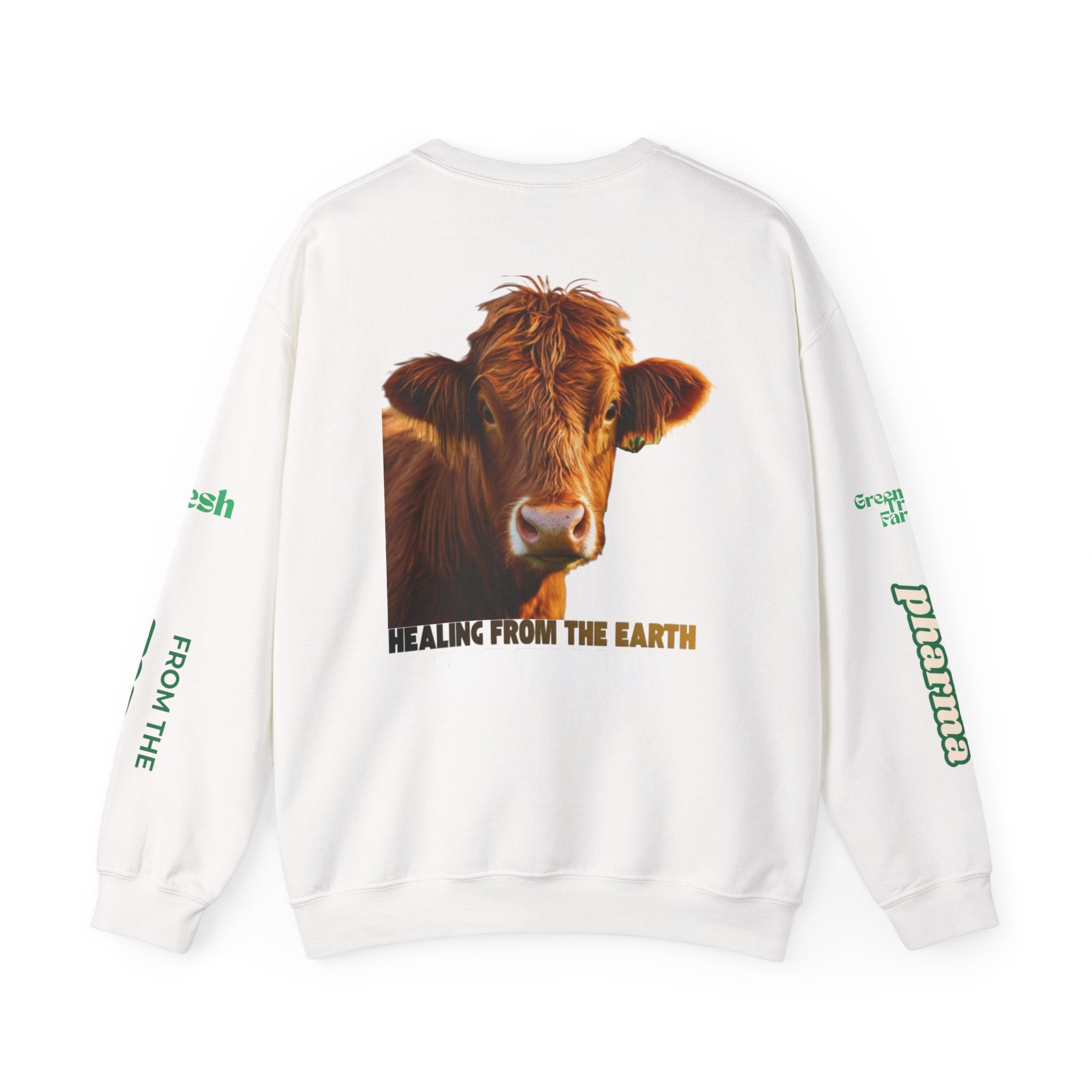 Farmhouse Olive Tree & Cow Crewneck Sweatshirt — "Green Olive Tree Farms: Sowing Seeds of Hope"