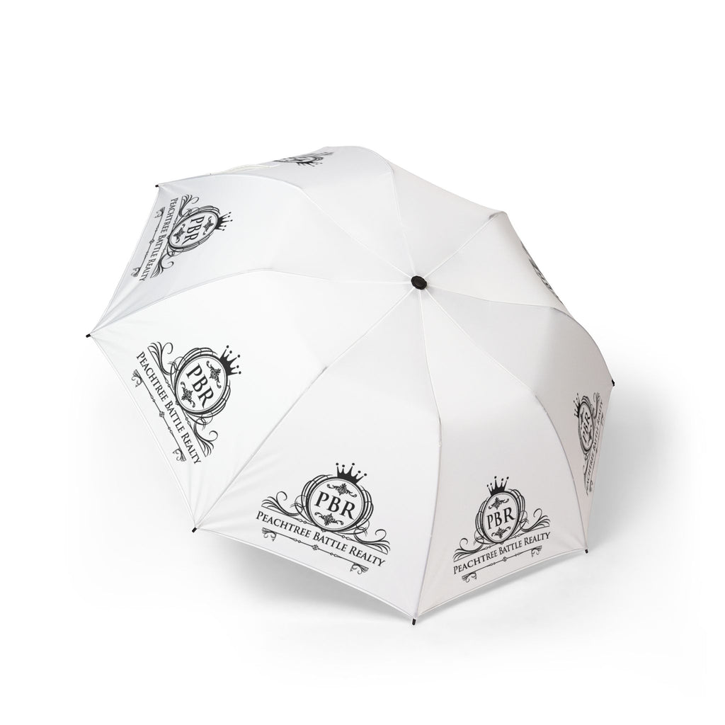 Foldable Semi-Automatic Umbrella — Compact Rain Shield with Classic Crest Logo