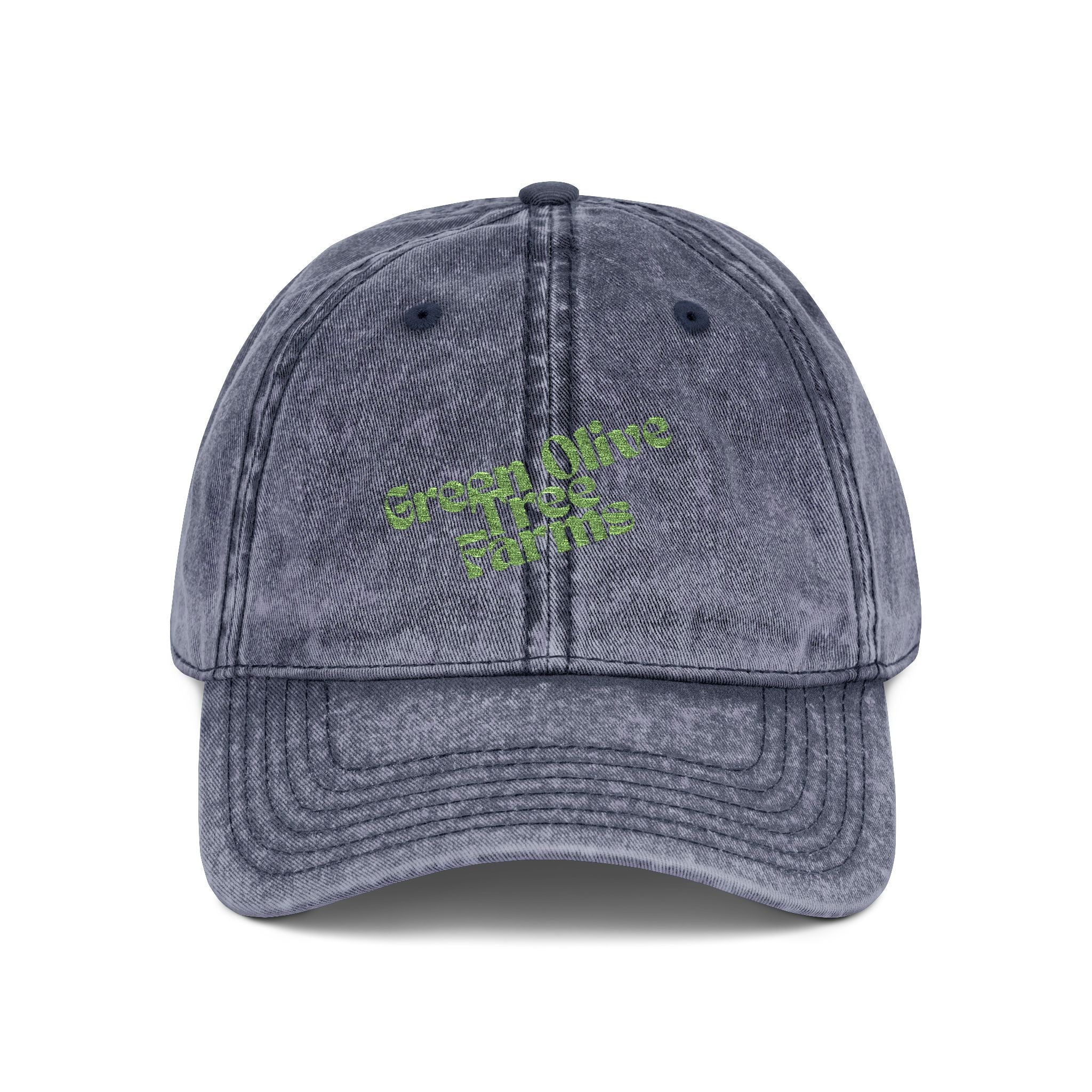 Vintage Embroidered Cap — 'Green Vibes' Distressed Hat