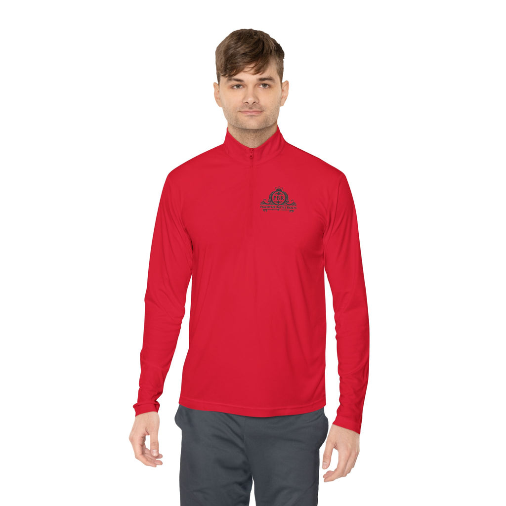 Quarter-Zip Pullover — Vintage Crest Logo Embroidered Chest