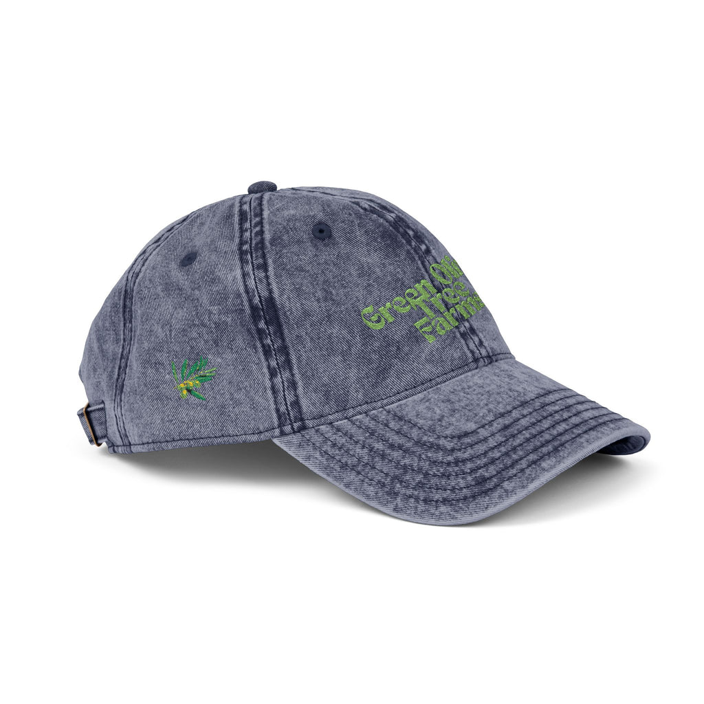 Vintage Embroidered Cap — 'Green Vibes' Distressed Hat