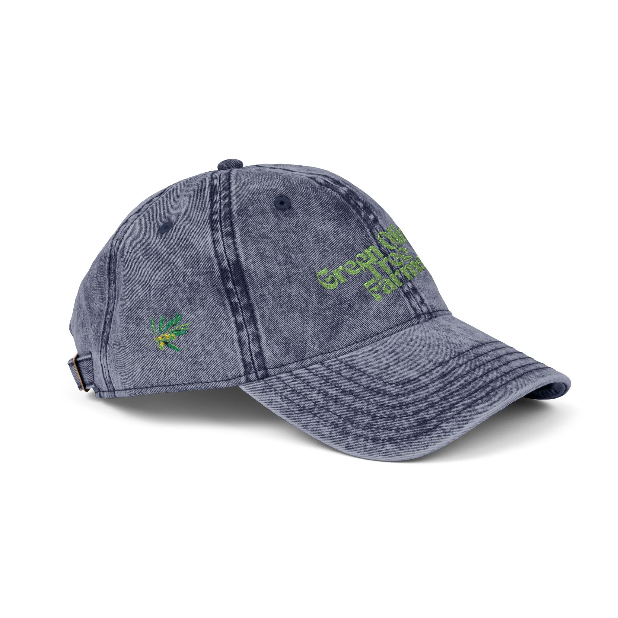 Vintage Embroidered Cap — 'Green Vibes' Distressed Hat