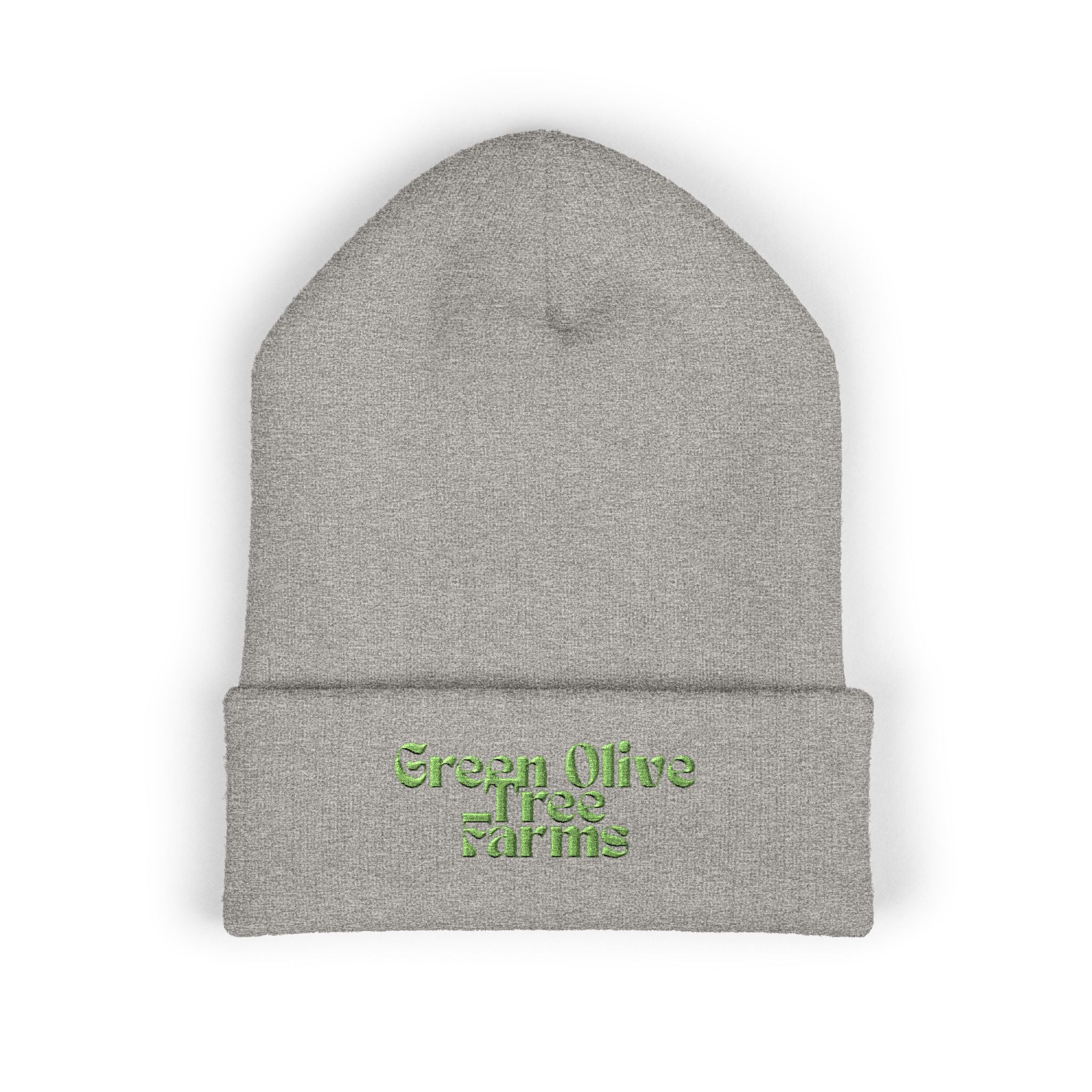 Embroidered 'Green Olive Tree Farms' Cuffed Beanie
