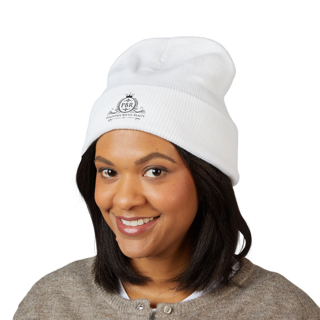 Embroidered Classic Cuffed Beanie — Vintage Crest Logo Knit Hat