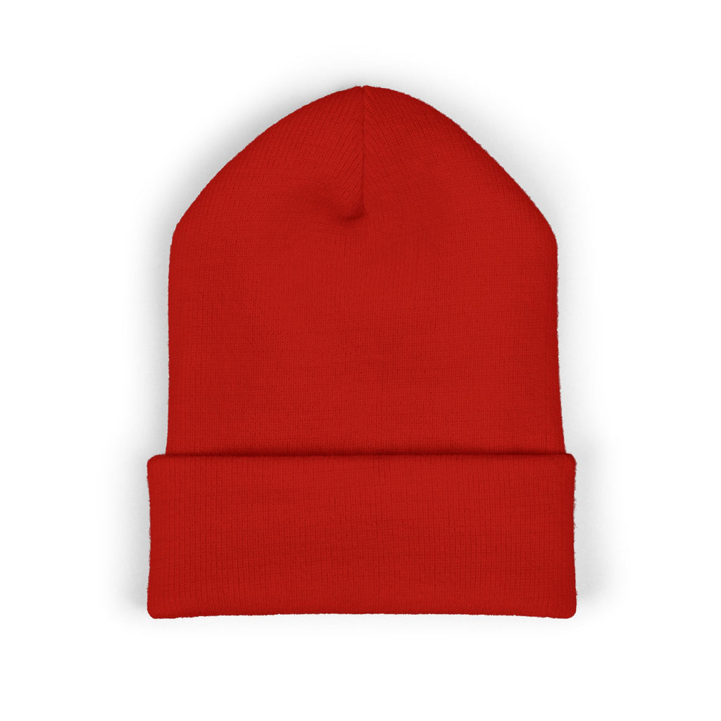 Embroidered Classic Cuffed Beanie — Vintage Crest Logo Knit Hat