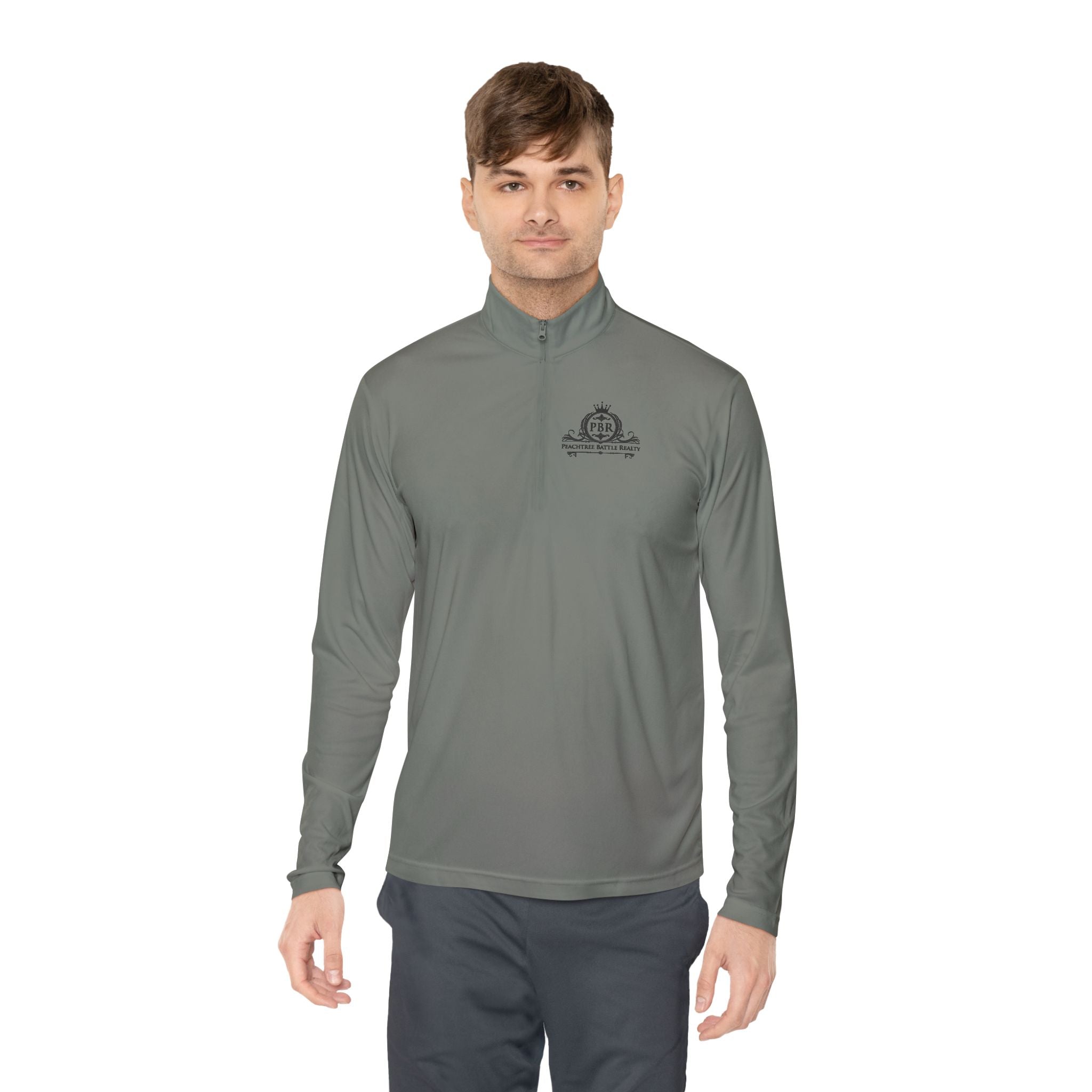 Quarter-Zip Pullover — Vintage Crest Logo Embroidered Chest