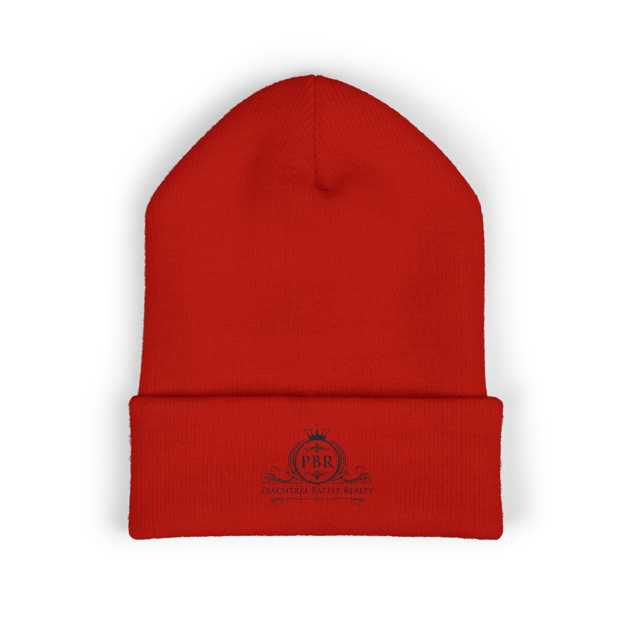 Embroidered Classic Cuffed Beanie — Vintage Crest Logo Knit Hat