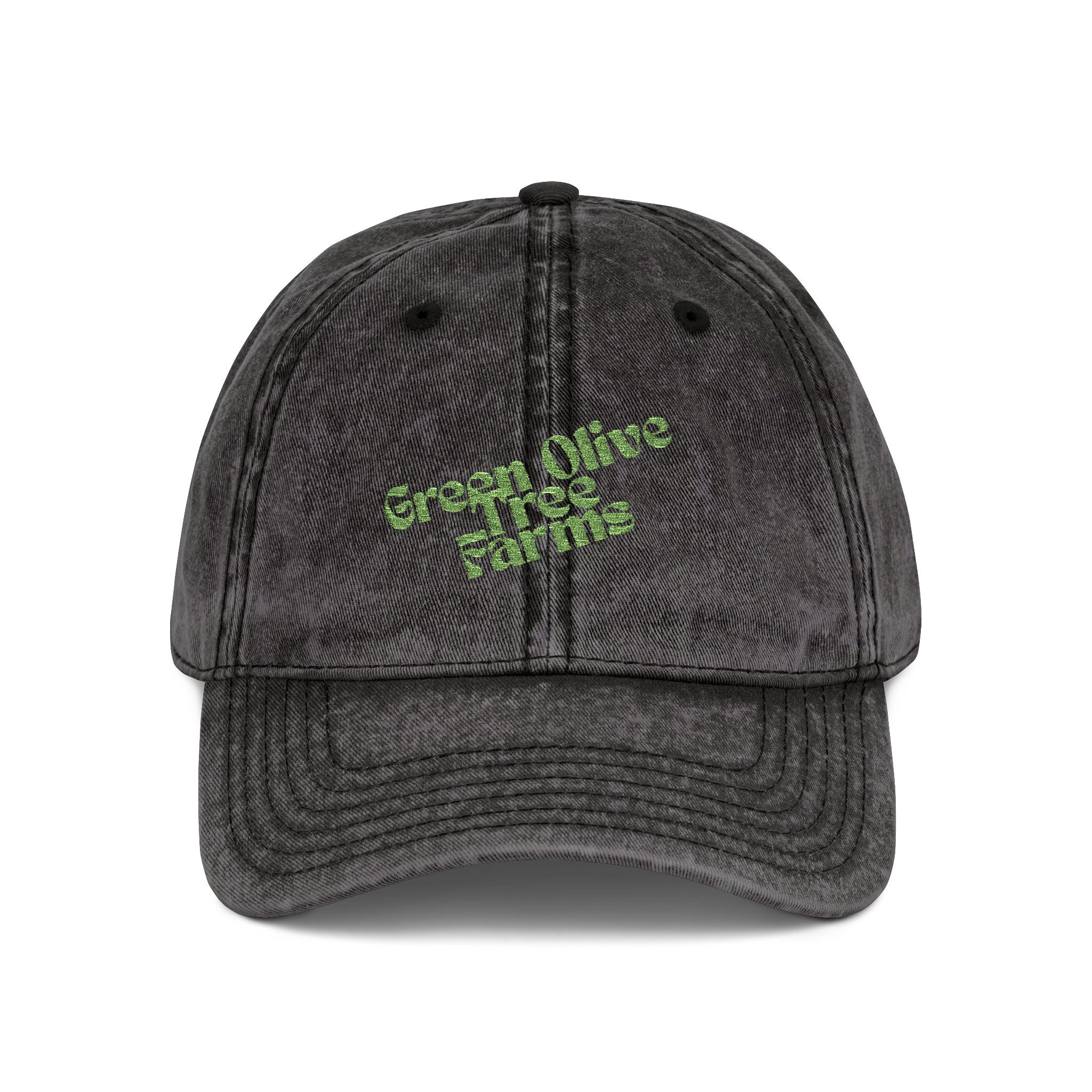 Vintage Embroidered Cap — 'Green Vibes' Distressed Hat
