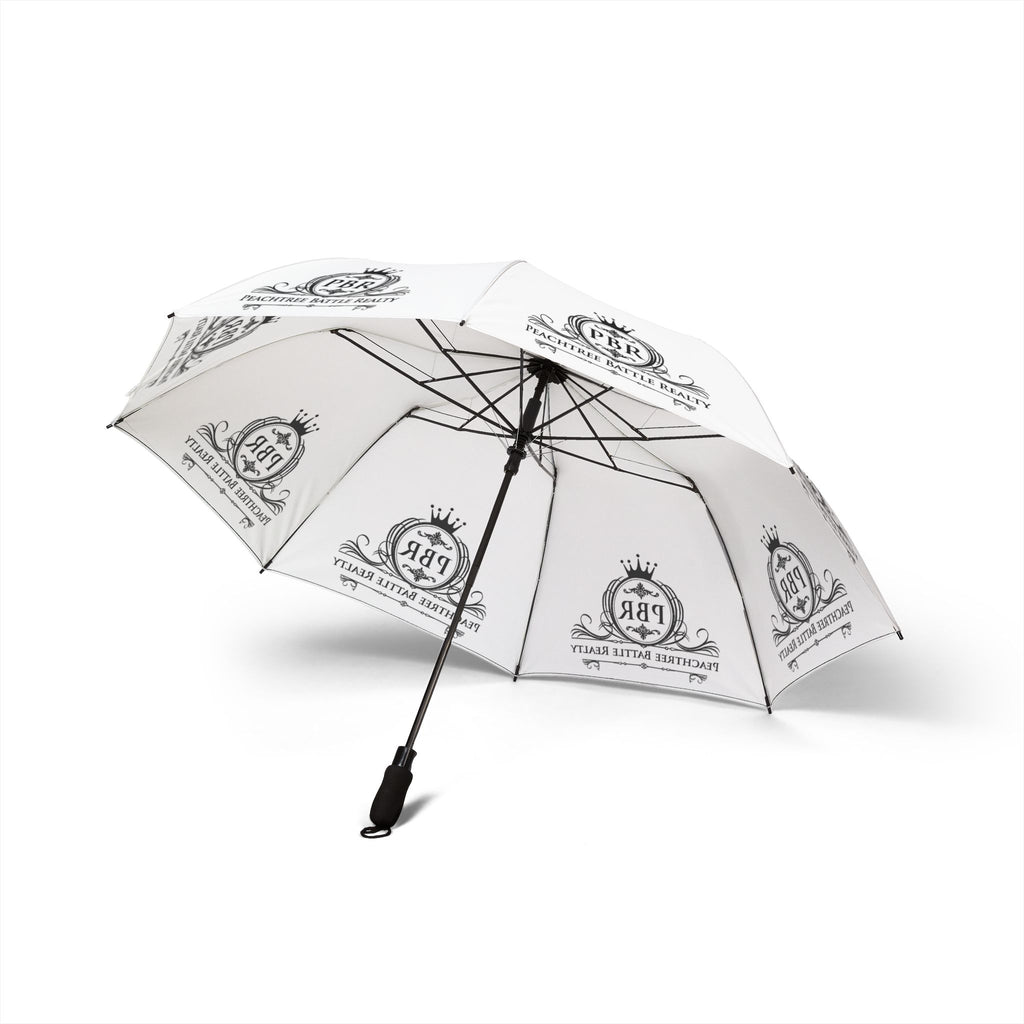 Foldable Semi-Automatic Umbrella — Compact Rain Shield with Classic Crest Logo
