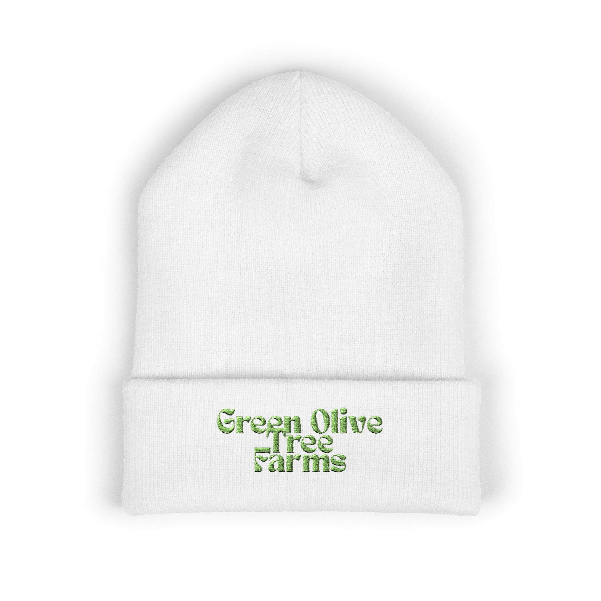 Embroidered 'Green Olive Tree Farms' Cuffed Beanie