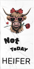 Beach Towel — “Not Today Heifer” Funny Cow Design Beach Towel